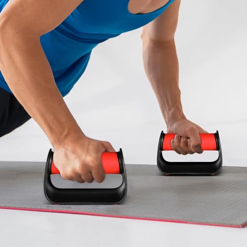 Push up Bars and Handles for Floor Workouts, Portable Strength Training Push-up Grips, Crimson Push-up Stands for Home Exercise Equipment, Fitness Workout Equipment for Men