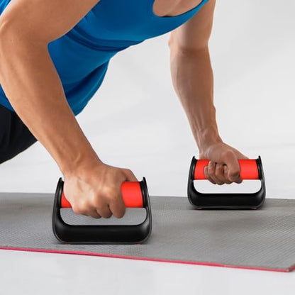 SOLUSTRE Push up Bars for Floor Workout, Non-slip Push up Handles, Red Portable Strength Training Equipment for Home Fitness and Calisthenics