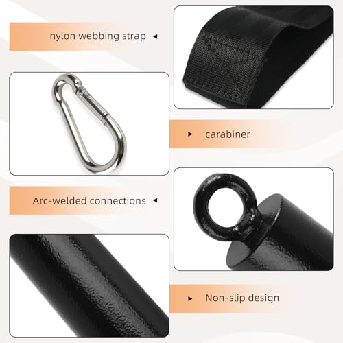 Non-Slip Iron Pull Up Grips and Cannonball Handles,3-Length Straps & Carabiners, Grip Strength Trainer for Pull-Up Bar, Dead Hangs, Forearm & Hand Training, Home Gym Gear - size: 48mm
