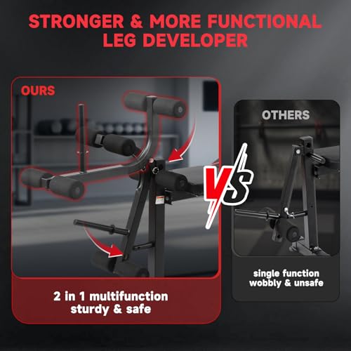 1500LBS / 750LBS 8 in 1 Weight Bench with Leg Extension and Squat Rack, Adjustable Flat Incline Decline Bench Press for Full Body Workout（US Stock）