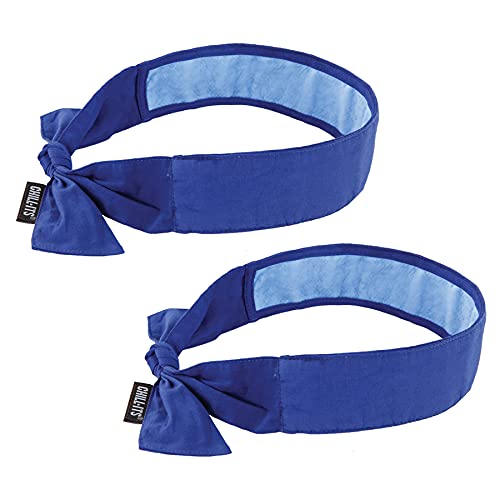 Ergodyne Chill Its Cooling Bandana, Lined with Evaporative PVA Material for Fast Cooling Relief, Tie for Adjustable Fit, Blue, 2-Pack - size: 1 Count (Pack of 2)