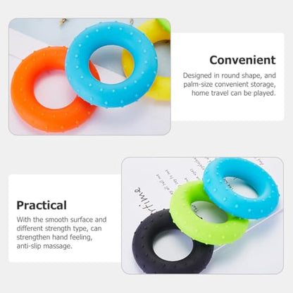 4pcs Hand Grip Strengthener Set Silicone Finger Exerciser Multi-resistance Muscle Strength Training Circles for Home Workout and Rehabilitation