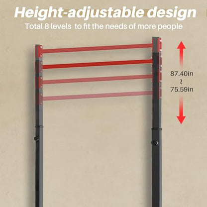 Pull Up Station, Bongkim Power Tower Portable Pullup Bar Station, Pull Up Bar for Home Gym, Pull Up Tower Station 330LBS - color: Red
