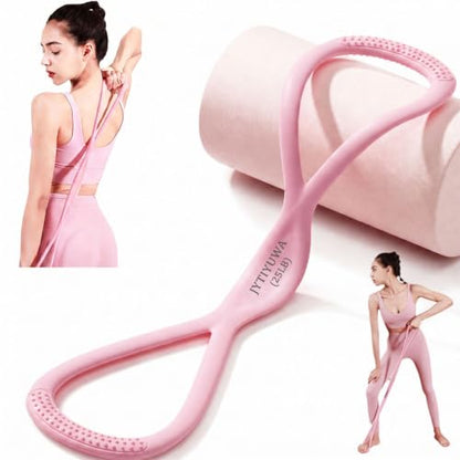 Resistance Bands with Handles,Figure 8 Resistance Band Elastic Fitness Bands Exercise Band for Home Yoga Gym Workout - color: Pink-25LB