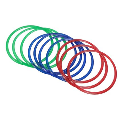Ring Toss Game, 11in Plastic Rings for Focus Balance and Hand Foot Coordination, Obstacle Course Agility Rings with 10 Connectors for Kids Indoor Outdoor Playground