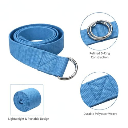 Yoga Stretch Strap, Polyester Exercise Strap for Flexibility Training and Assisted Stretches (1 PC) - color: Blue