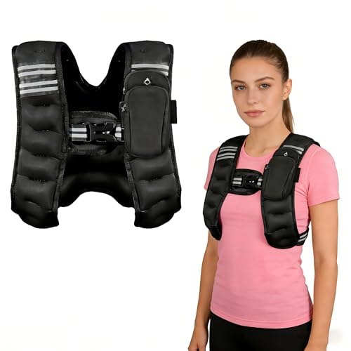 Fitvids Weighted Vest for Women & Men, Weight Vest with Detachable Phone Pouch for Walking, Running, Workout & Strength Training, 6lb/8lb/10lb Body Weight Vests for Fitness with Reflective Stripe - size: 8lb