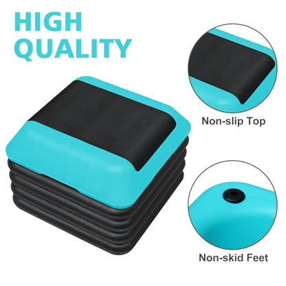 16" x 16" High Aerobic Step Aerobics Stepper Platform with 4 Risers, Exercise Workout Stepper, Home Gym Equipment, Fitness Step Platform, Adjustable Aerobic Stepper - color: Blackish Green