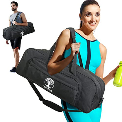 Yoga Mat Bag Carrier with 8-Pocket & Wet Pocket, Air Vent | Large Yoga Mat Holder Fits Thick Mats & Blocks | Gym Duffle Bag for Women & Men