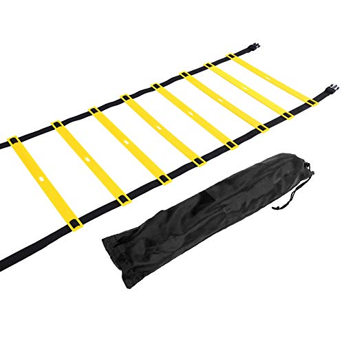 Agility Ladder Speed Training Ladder Footwork, with Adjustable Flat Rungs Nylon Strap and Ground Nails for Soccer Football Fitness Speed Training - color: 4 Meters and 8 Rung