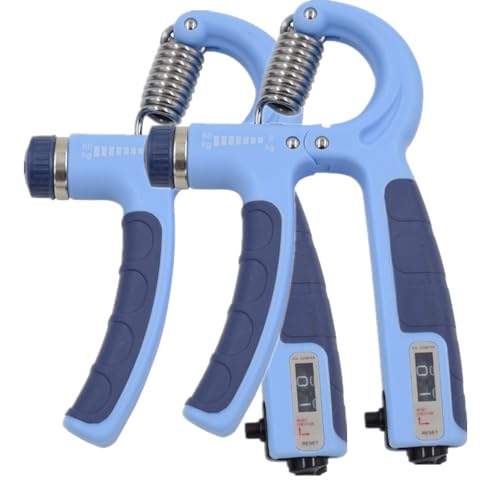 2 Pack Hand Grip Strength Trainer for Muscle Building with Counter, Adjustable Resistance 10-130 lbs, Wrist Forearm Strengthener Finger Strengthener - color: Light blue