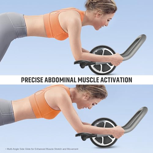 Ab Roller Wheel with Elbow Support and Kneeling Mat Automatic Rebound Abdominal Wheel Abs Abs workout equipment for Home and Gym Exercise Roller for Core Workout