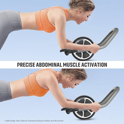 Ab Roller Wheel with Elbow Support and Kneeling Mat Automatic Rebound Abdominal Wheel Abs Abs workout equipment for Home and Gym Exercise Roller for Core Workout