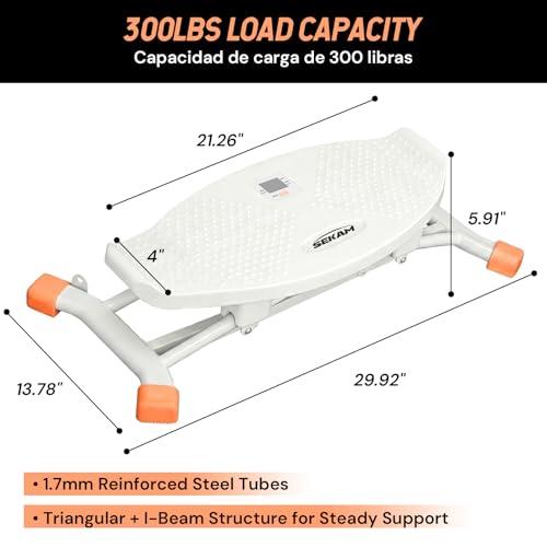Ski Machine Trainer, Indoor Ski Simulator with Resistance Bands & Balance Board - Low Impact Stepper Exercise Equipment for Home Gym Full Body Workout, 300LBS Capacity (Orange)