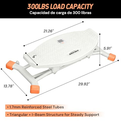 Ski Machine Trainer, Indoor Ski Simulator with Resistance Bands & Balance Board - Low Impact Stepper Exercise Equipment for Home Gym Full Body Workout, 300LBS Capacity (Orange)