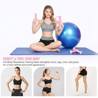 8-Tube Pedal Resistance Band with Handles, Multifunctional Pedal Resistance Band Made of Natural Rubber, Fashion Puller Exercise Equipment for Full Body Strength, Toning & Stretching - color: Pink