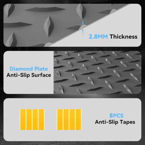 4x6 FT Garage Floor Mat, 2.8mm Thickened Diamond Plate - color: Gray, size: 4x6 FT