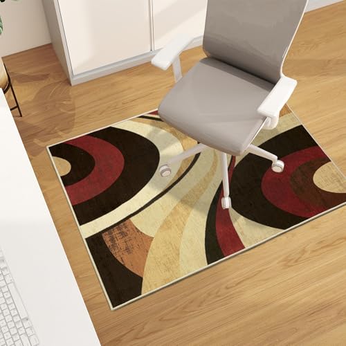 Office Chair Mat for Hardwood Floor, 48"x36" Easy Glide Computer Desk Mat Protector for Rolling Chair Under Desk Rug Nonslip Backing, Machine Wash, (Modern) - color: Red Circle, size: 36"x48"