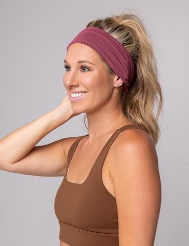 4" Wide Workout Headbands for Women (4 Pack) – Non-Slip Sweatbands for Gym, Running & Yoga - color: Muted