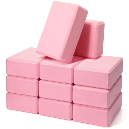10 Pcs Foam EVA Yoga Blocks Lightweight Non Slip Supportive Yoga Bricks for Pilates Stretching and Meditation, Women Men Yogi Beginners - color: Pink