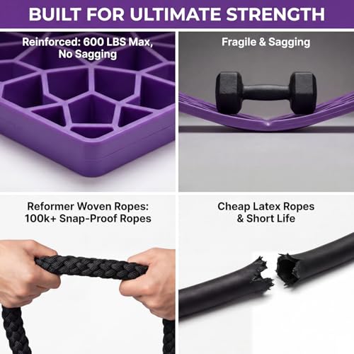 Foldable Pilates Reformer Board for B324324w/ Resistance Bands, Purple Sliders for Core, Balance & Push-Up Training, Mini Home Friendly Pilates Equipment Set for Women & Men