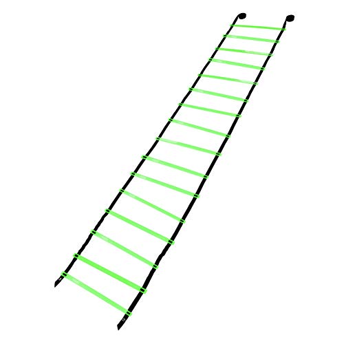 Agility Ladder Speed Ladder Training, 16 Rung Adjustable Flat Plastic Rungs with Durable Nylon Straps for Football Rugby Tennis Baseball Sports - color: Green