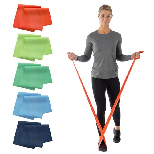 Sammons Preston Resistance Bands, Exercise Band, Workout, 5 ft, 5-Pack