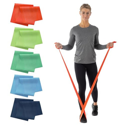 Sammons Preston Resistance Bands, Exercise Band, Workout, 5 ft, 5-Pack
