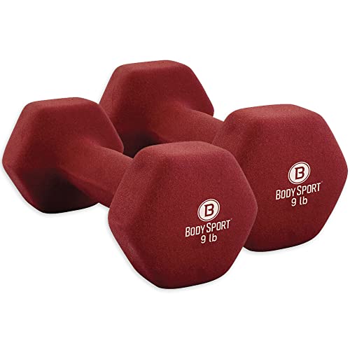Body Sport Neoprene Dumbbell Weight - Latex-Free, Strength Training Equipment for Home Fitness & Gym Workouts