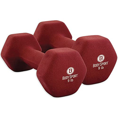 Body Sport Neoprene Dumbbell Weight - Latex-Free, Strength Training Equipment for Home Fitness & Gym Workouts
