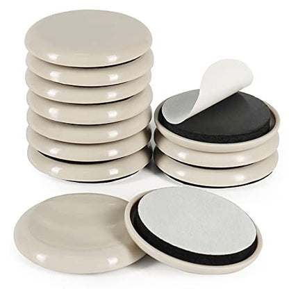 Shintop Furniture Sliders, 12Pcs 2 Inch Adhesive Furniture Movers - size: 12pcs 2" Beige