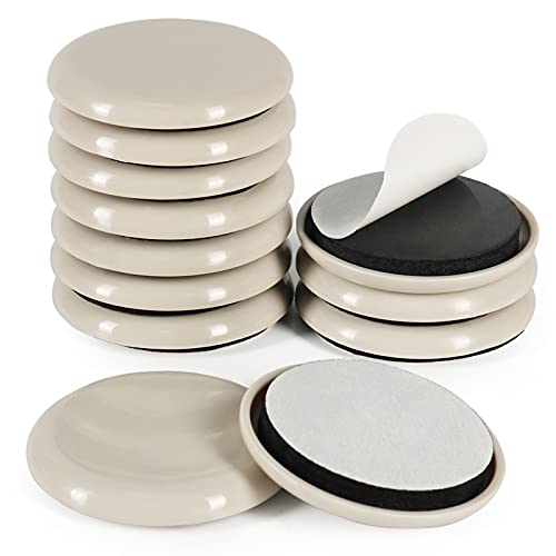 Shintop Furniture Sliders, 12Pcs 2 Inch Adhesive Furniture Movers - size: 12pcs 2" Beige