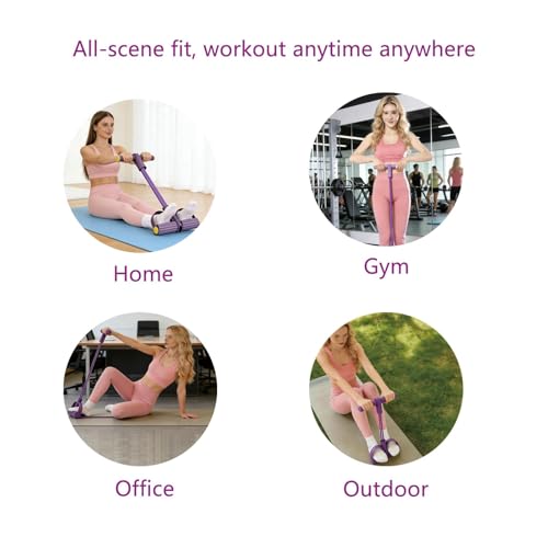 Pedal Resistance Band with Handle, 8-Tube Foot Resistance Bands with Handles, Portable Foot Pedal Resistance Band, Fitness Resistance Bands with Foot Pedals for Abs, Arms, Legs, Sit Up Home Workout