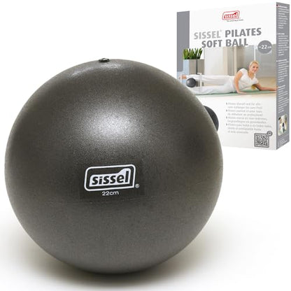 SISSEL Pilates Soft Ball Gray | 8.5 in | Phthalate- & Latex-Free PVC | for Deep Relaxation & Muscle Strengthening | 340 lbs Capacity | Includes Exercise Guide - color: Gray, size: 8.5"