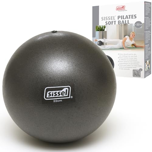 SISSEL Pilates Soft Ball Gray | 8.5 in | Phthalate- & Latex-Free PVC | for Deep Relaxation & Muscle Strengthening | 340 lbs Capacity | Includes Exercise Guide - color: Gray, size: 8.5"