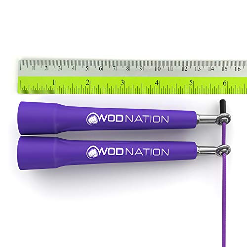 WOD Nation Adjustable Speed Jump Rope For Men, Women & Children - Blazing Fast Fitness Skipping Rope Perfect for Boxing, MMA, Endurance - color: Purple