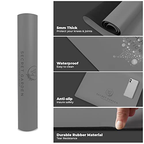 Secret Garden Blossom Exercise Mat 5mm Thick Non-Slip for Yoga, Pilates & Meditation