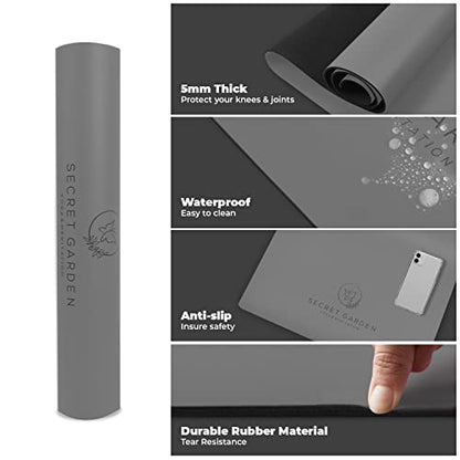 Secret Garden Blossom Exercise Mat 5mm Thick Non-Slip for Yoga, Pilates & Meditation