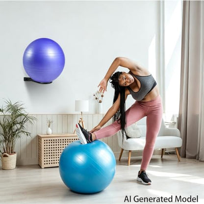 Medicine Ball Rack - Wall Mount Stability Ball Storage Rack(1 Black)