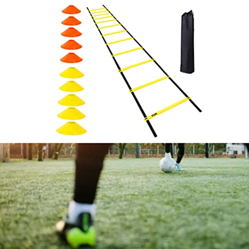 Alomejor Agility Ladder, 12 Rung 20ft Speed Training Equipment Set with Adjustable Rungs and Carrying Bag, for Soccer Sports and Agility Training