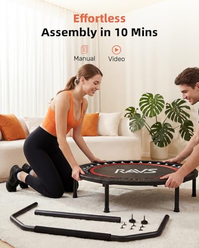 Foldable Mini Trampoline for Adults & Kids 40" Rebounder Trampoline with Adjustable Foam Bar for Indoor Workout Fitness