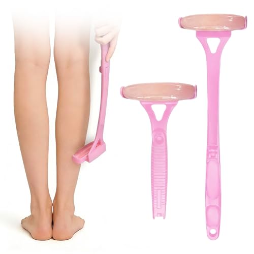 Foldable Manual Leg Massage Rollers, Long Handle Face Leg Muscle Relaxation Massager, Dual Hot & Cold Use Body Roller for Back Neck Facial Muscle Relief, Pink