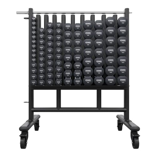 Power Systems Premium Dumbbell Storage Rack – Mobile Weight Rack with Wheels, Heavy Duty Steel Organizer for Home Gym, Fitness Studio & Commercial Use, Secure Space Saving Design (Rack Only)