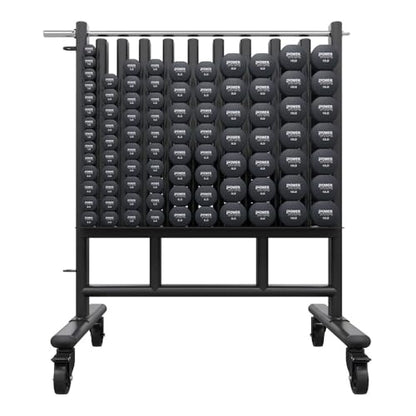 Power Systems Premium Dumbbell Storage Rack – Mobile Weight Rack with Wheels, Heavy Duty Steel Organizer for Home Gym, Fitness Studio & Commercial Use, Secure Space Saving Design (Rack Only)