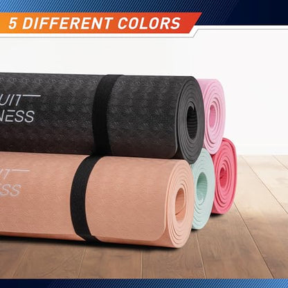Circuit Fitness by Marcy Non-Slip Multi-Purpose Exercise Yoga Mats with Carrying Strap Multi-Thickness, Multi-Color Options - color: Mint Green, size: 1/4-inch