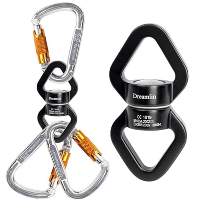 Aerial Silks Hardware Kit 30 KN Swing Swivel Aerial Yoga Hammock Rigging Aluminum Swivel Aerial Hoop Lyra Rotational Device Hanging Accessory - color: Black set 4