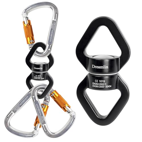 Aerial Silks Hardware Kit 30 KN Swing Swivel Aerial Yoga Hammock Rigging Aluminum Swivel Aerial Hoop Lyra Rotational Device Hanging Accessory - color: Black set 4