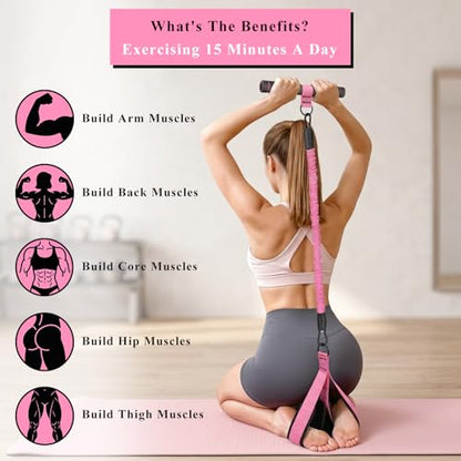 Upgraded Multifunction Pedal Resistance Band with Handle, 3 Tube Adjustable Foot Resistance-Bands for Abdomen, Waist, Arm, Core, ABS, Leg Workout, Sit Up Exercise Equipment for Women