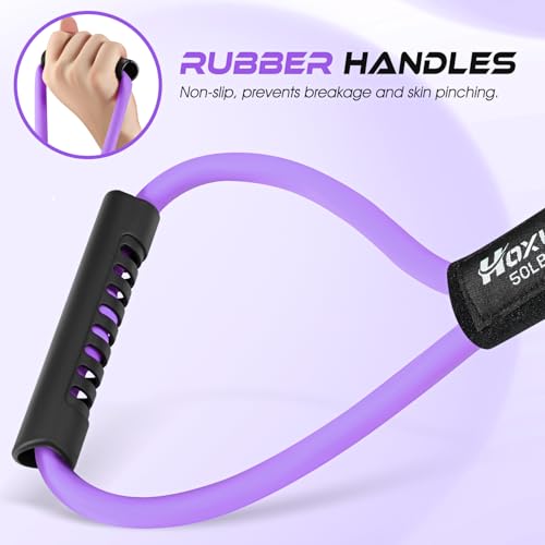 Resistance Bands, Figure 8 Resistance Band, Exercise Bands with Handles, Weights Workout Bands for Arms, Back, Shoulder, Leg, Physical Therapy, Pilates, Home Workout Equipment That Replace Dumbbells - color: Purple