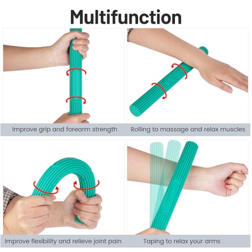 Inspack Flex Tennis Elbow Therapy Bar, Flexbar Treatment, Grip Strength Trainer, Therabars Flex Bars Physical Tendonitis, Wrist, Pain Relief, Forearm Strengthener Hand Exercise, Resistance Twist 25lb 15lb 10lb - color: 3 Piece Set - Red Green Blue